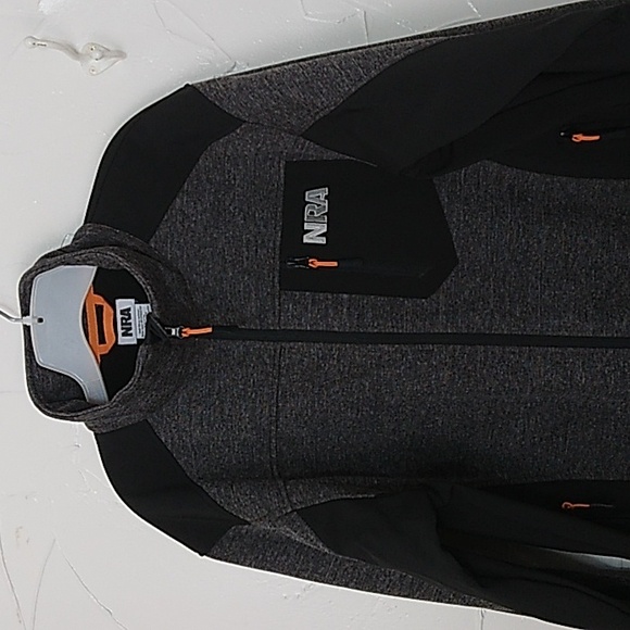 Men's XL‎ NRA Soft Shell Jacket Black & Gray Mock Neck Full Zip - Picture 2 of 7